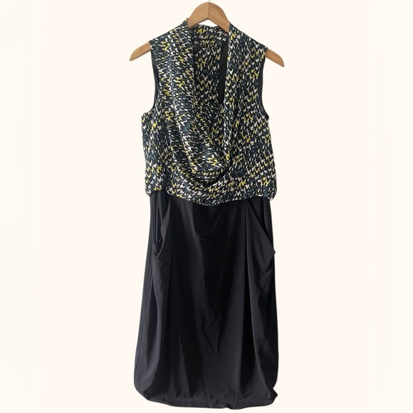 Lafayette148 | Sleeveless Silk Blend Printed Cowl Neck Dress 8 Office Event - Picture 1 of 9